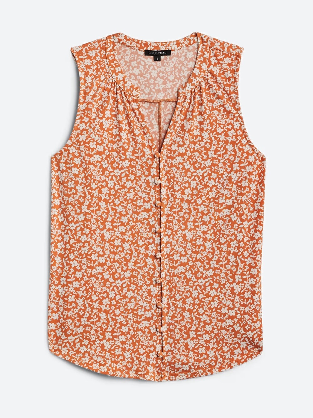 Papermoon Orange Floral Button-Front Sleeveless Camisole